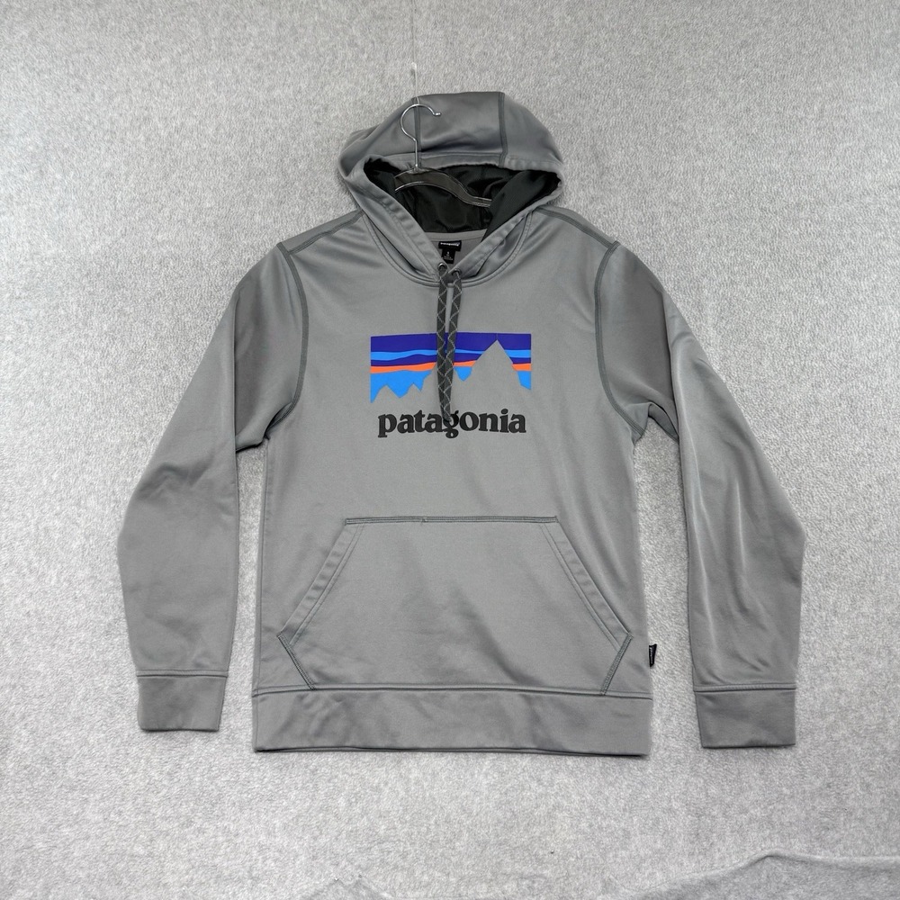 Patagonia Men's s small Shop Sticker PolyCycle® Pullover Hoody gray logo outdoor